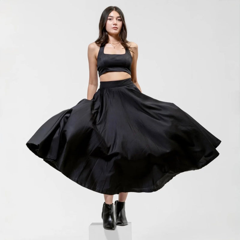 BLACK FULL MAXI SKIRT