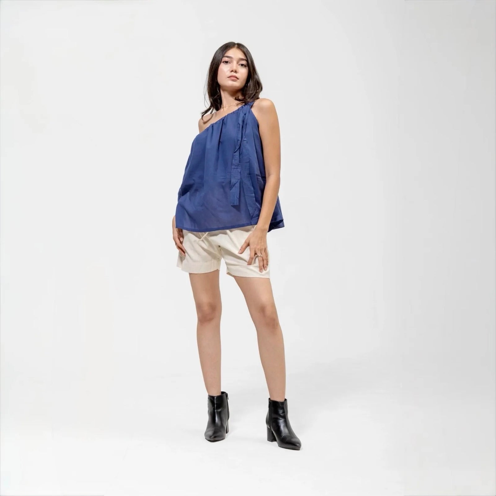 ONE-SHOULDER DRAPED TOP – Women's Tops | QISSEY