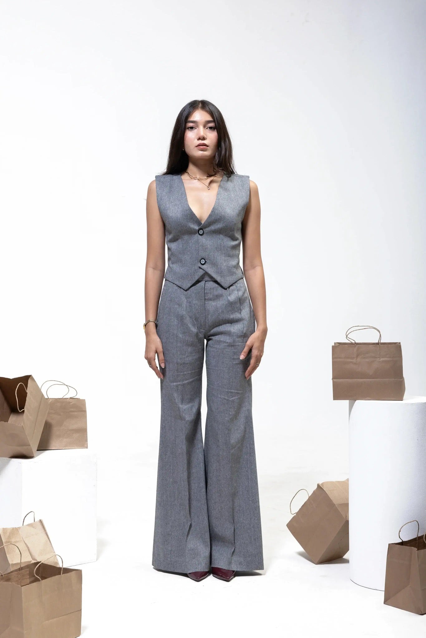 GREY TAILORED TROUSER – Styled Look | QISSEY Women's Bottoms