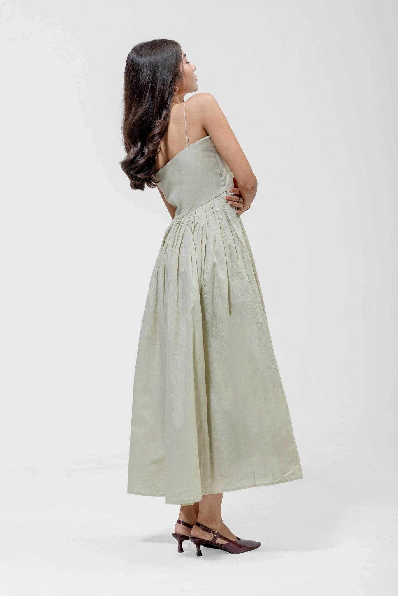 PLEATED MAXI GOWN – Detail View | QISSEY Women's Dresses