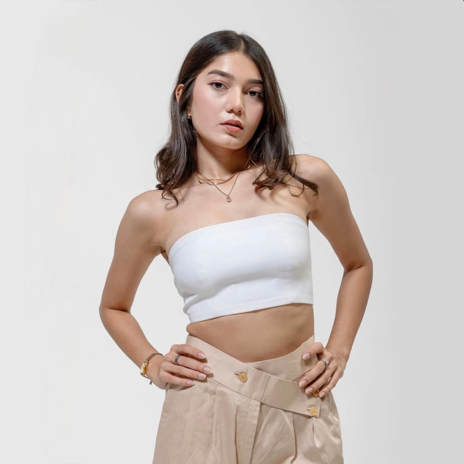 WHITE TAILORED TUBE – Women's Tops | QISSEY