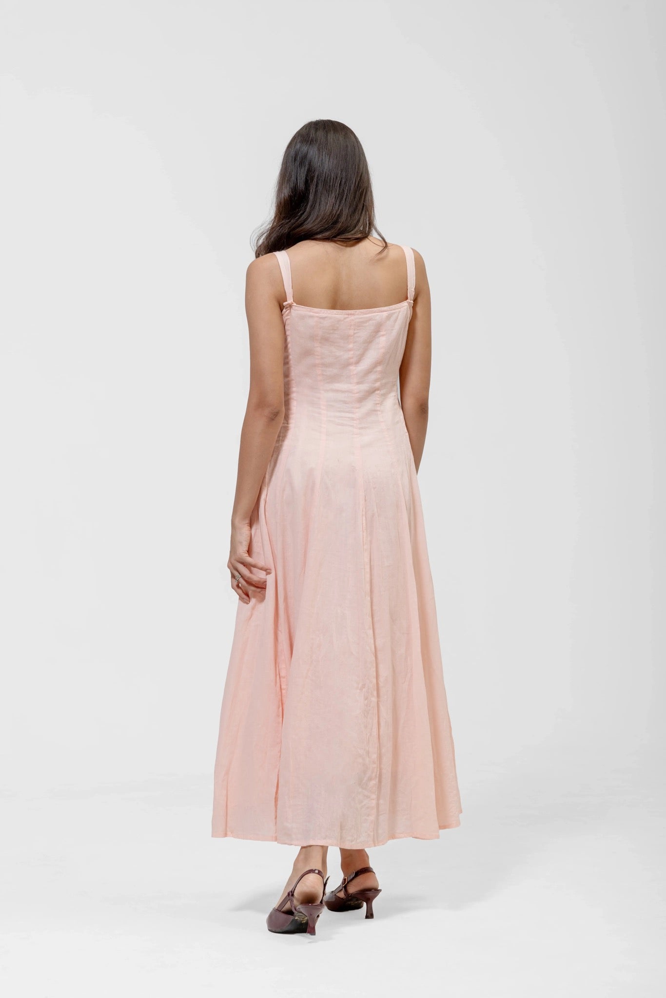 PANELED CAMISOLE DRESS – Detail View | QISSEY Women's Dresses