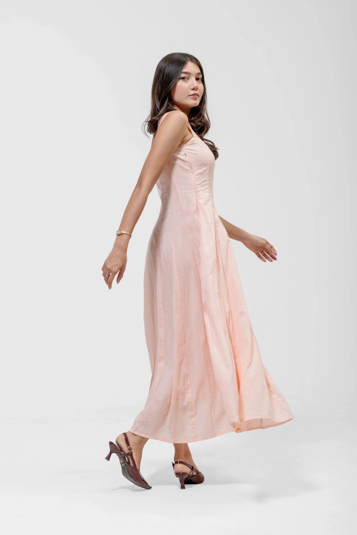 PANELED CAMISOLE DRESS – Side View | QISSEY Women's Dresses