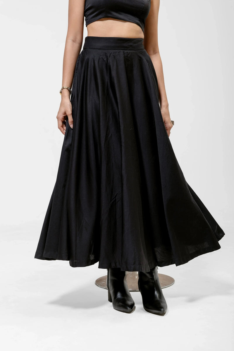 BLACK FULL MAXI SKIRT